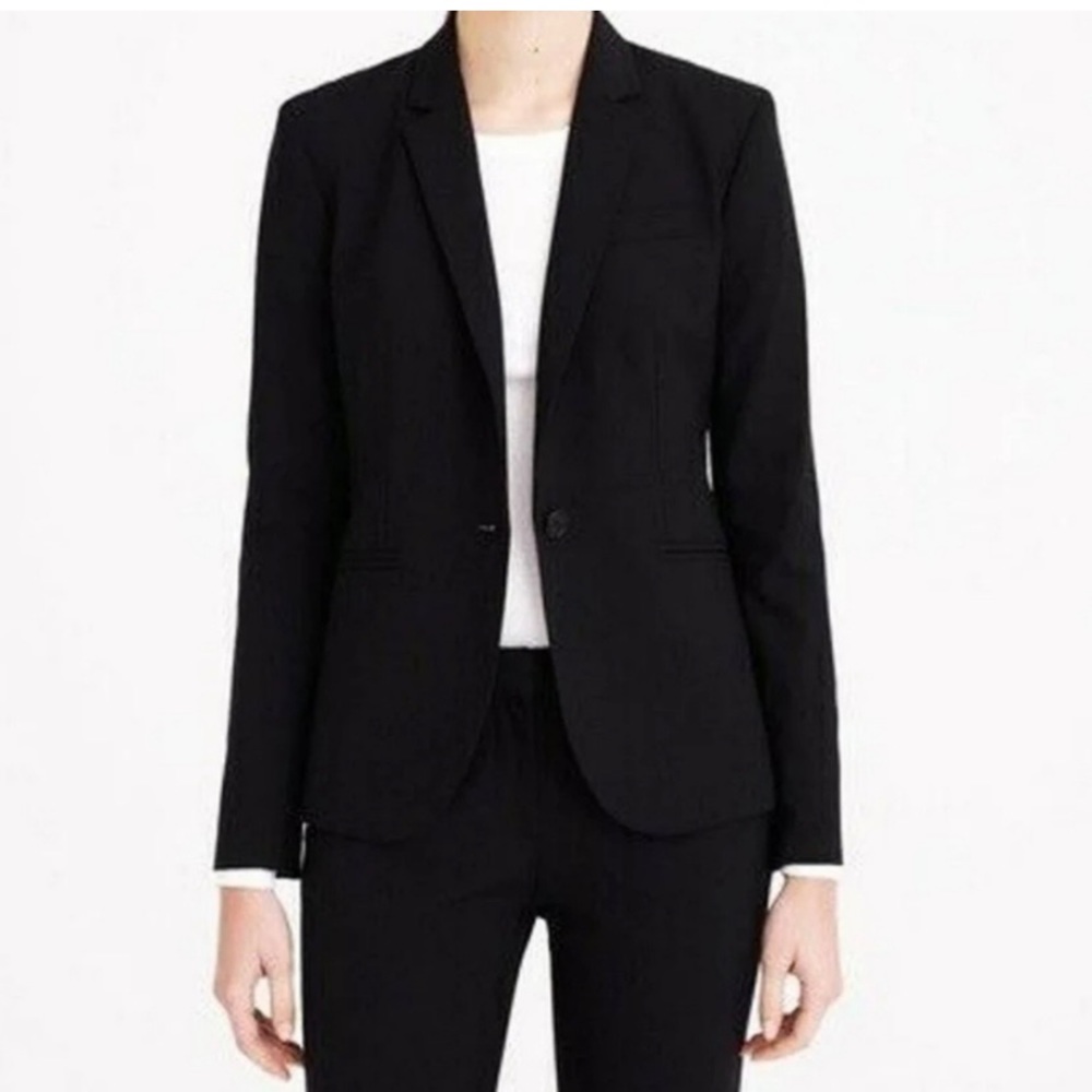 J Crew 1035 6P Super 120 black suit blazer NWT
